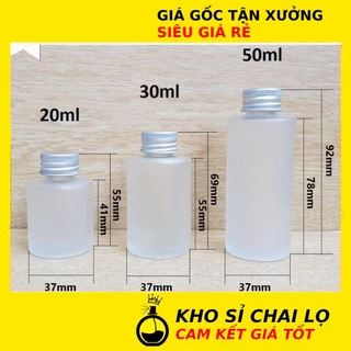 Chai Chiết Mĩ Phẩm ❂ Chai Thủy Tinh Mờ Vai Ngang Nắp Nhôm 20ml,30ml,50ml Chiết Mỹ Phẩm , Phụ Kiện Du Lịch