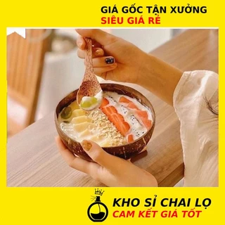 [KHO SỈ RẺ] Combo Bát Gáo Dừa Cỡ 13-15cm + Muỗng Gỗ Dừa Siêu Rẻ Đẹp Dùng Đựng Bột Thiên Nhiên, Ngũ Cốc