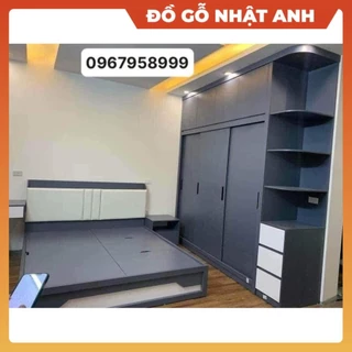 Bộ combo phòng ngủ chồng tầng 4 món gỗ MDF gồm giường tủ bàn trang điểm táp đầu giường, Đồ gỗ NHẬT ANH cao cấp