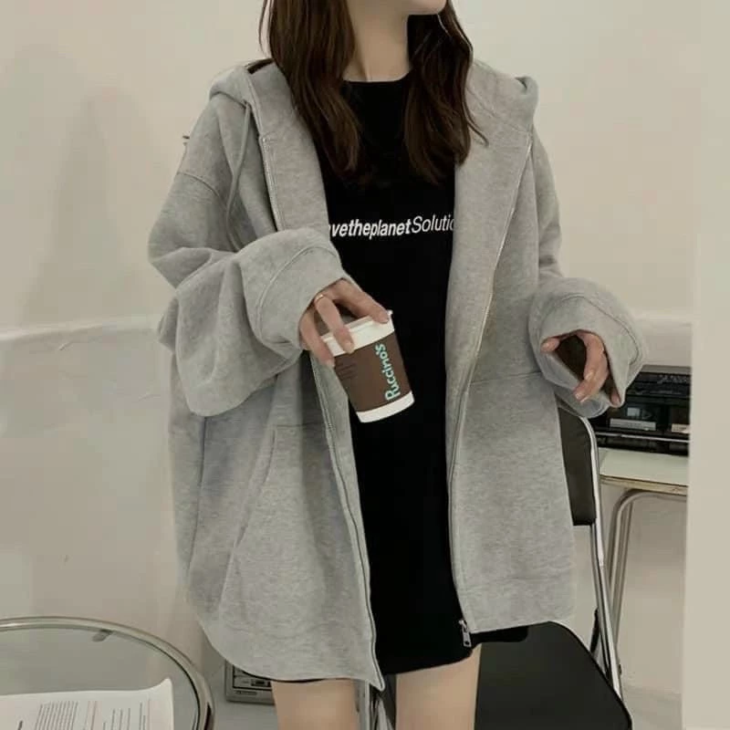 Áo khoác áo hoodies zip nỉ bông khoá kéo ullzang siêu dày dặn linh miu.shop