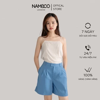 Quần short cạp cao nữ Namandco đẹp có túi trẻ trung năng động size S, M, L, XL màu trắng, xanh, tím nhạt NT0139