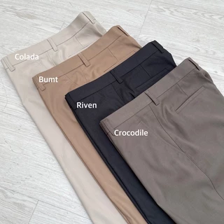 Quần tây hàn quốc dáng vừa, vải dày dặn, chất liệu khaki ít nhăn cao cấp [Rotten Wide Slacks]