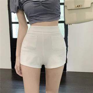 Jiashucheng Quần Short Lưng Cao Dáng Ôm Dễ Phối Đồ Thời Trang Mùa Thu Kiểu Mới @ -