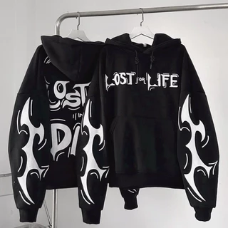 ÁO HOODIE - ÁO KHOÁC NỈ NGOẠI Dây full zip (Ảnh Thật) HOOIDE MỚI in LOST LIFE Shopmap