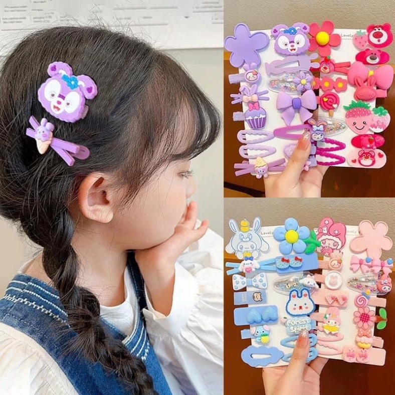 Set kẹp,Cặp,Cột tóc 14 món cho bé gái hình hoạt hình cute xinh xắn hot 2023🍀FREESHIP🍀Combo 14 kẹp tóc hình thú cho bé