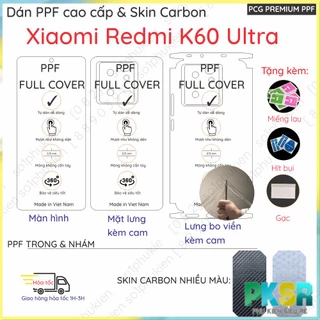 Dán PPF&Vân Carbon Xiaomi Redmi K60 Ultra cho màn hình,mặt lưng, full viền loại trong, nhám chuẩn xịn
