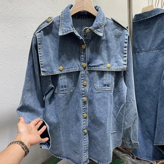 Áo Sơ Mi denim Cài Nút Phong Cách Hàn Quốc Thời Trang Mùa Xuân Cho Nữ