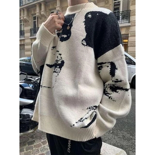 Áo sweater Tay Dài Cổ Tròn In Hình Khoai Tây Chiên Phong Cách vintage Âu Mỹ Cao Cấp Cho Nam