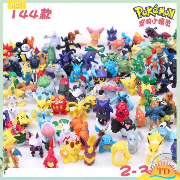 Set 144 mô hình nhân vật Pokemon 2-3cm nhiều hình dạng độc đáo dành cho các bé