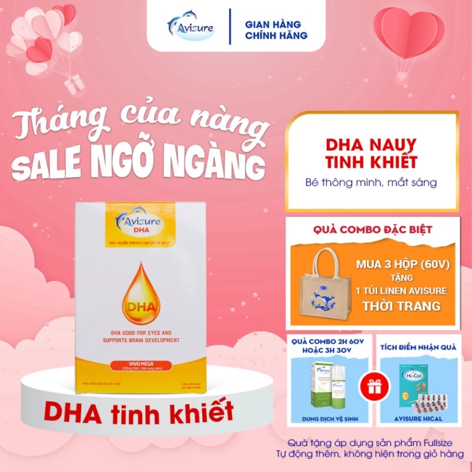 DHA cho bà bầu Na Uy Avisure DHA tinh khiết, hàm lượng cao cho bé thông minh, mắt sáng 40 viên - Chính Hãng