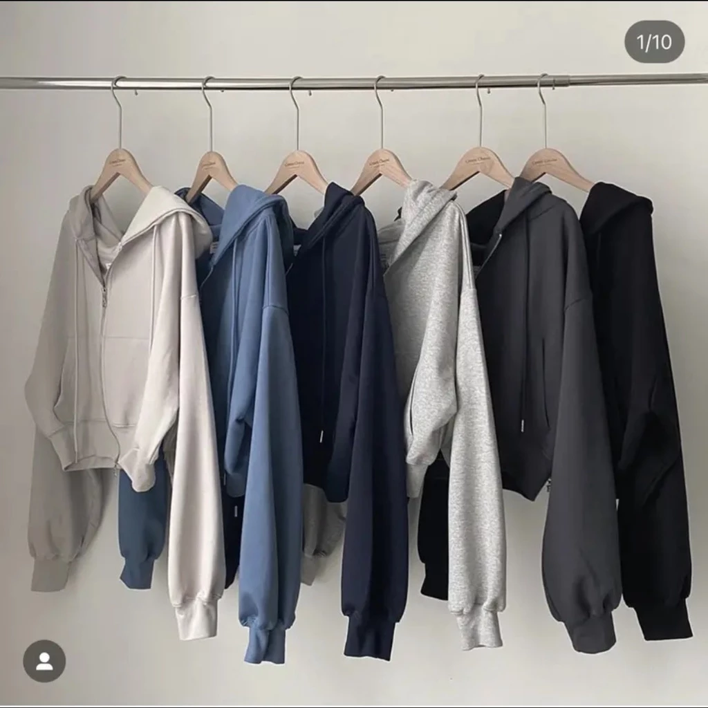 Áo khoác hoodie croptop nỉ Hàn dáng rộng siêu xinh mặc 4 mùa, hợp mọi thời đại HDCR
