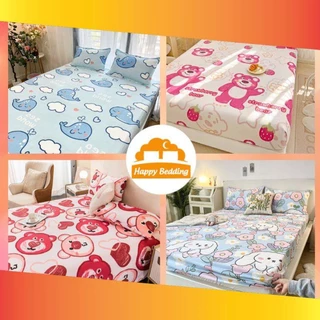 Bộ Ga Gối Trải Giường Cotton Poly, Bộ ga gối 3 món poly, ga giường + 2 vỏ gối- HappyBedding (Bo Chun Miễn Phí) as