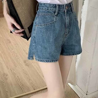 Jiashucheng Quần Short Jean Lưng Cao Ống Rộng Thời Trang Mùa Hè Cho Nữ