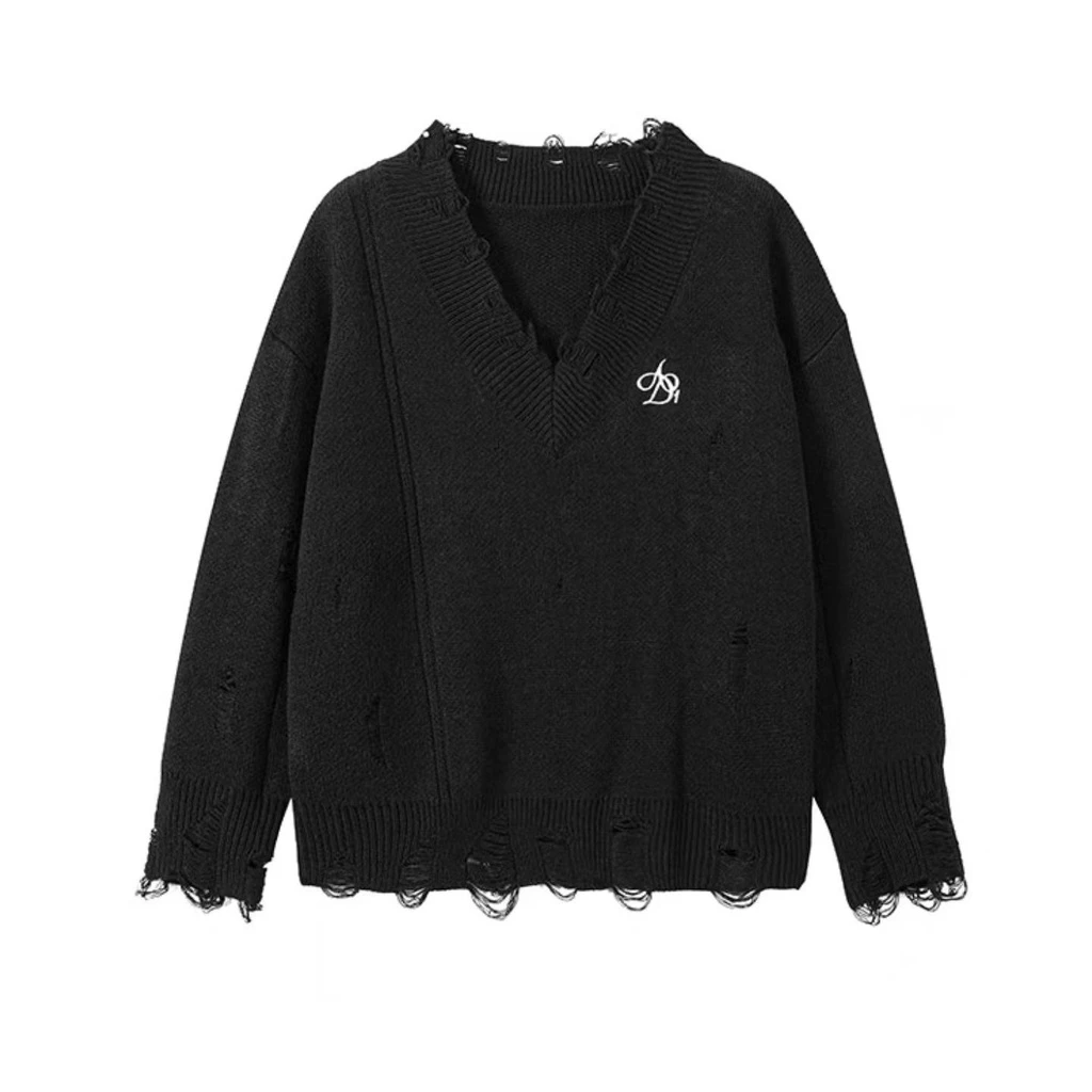 Áo sweater Dáng Rộng Cổ Chữ v Phong Cách retro Hàn Quốc