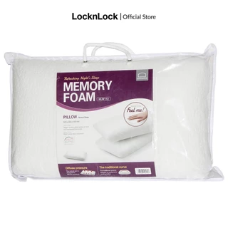 Gối thẳng mút hoạt tính nâng đầu và cổ Lock&Lock Memory Foam 50D 50x30x10cm HLW112