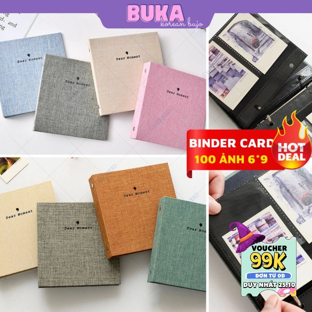 Binder đựng card Buka sổ đựng card binder kèm sheet đựng vừa lomo, ảnh 6*9 card Kpop Idol phong cách retro tối giản