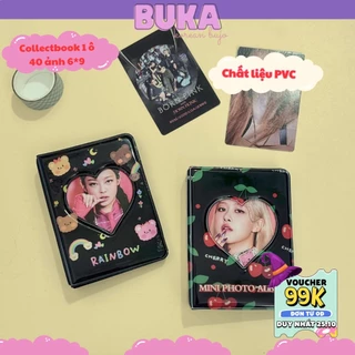 Collect book 6*9 Buka album ảnh sổ đựng card bìa trái tim 1 ô black lưu trữ lomo card phong cách Hàn Quốc