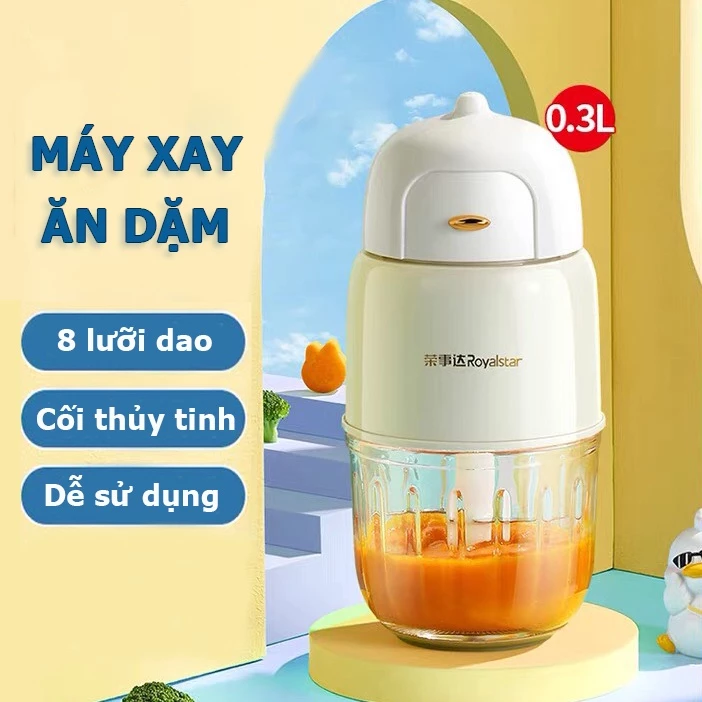 (8 lưỡi dao) Máy xay cầm tay siêu mịn đa năng tiện dụng BEEMI cối thủy tinh xay siêu mịn thịt, tôm, cá, rau, củ, quả