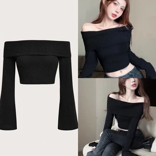 Áo Len Croptop Trễ Vai Gợi Cảm