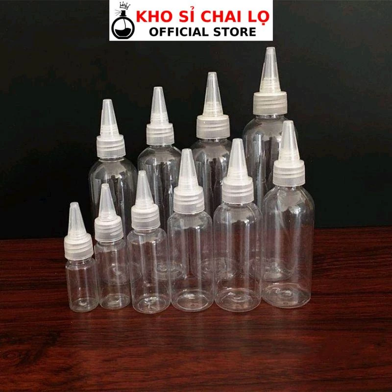 Chai Chiết Mĩ Phẩm HUHA Vỏ Nhựa Pet Nút Nhọn 20ml, 30ml, 50ml, 100ml Trong Suốt Chiết Mỹ Phẩm , Phụ Kiện Du Lịch