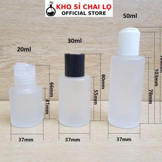 Chai Chiết Mĩ Phẩm HUHA Kho Sỉ Thủy Tinh Mờ Vai Ngang Nút Nhấn 20ml/30ml/50ml, Phụ Kiện Du Lịch