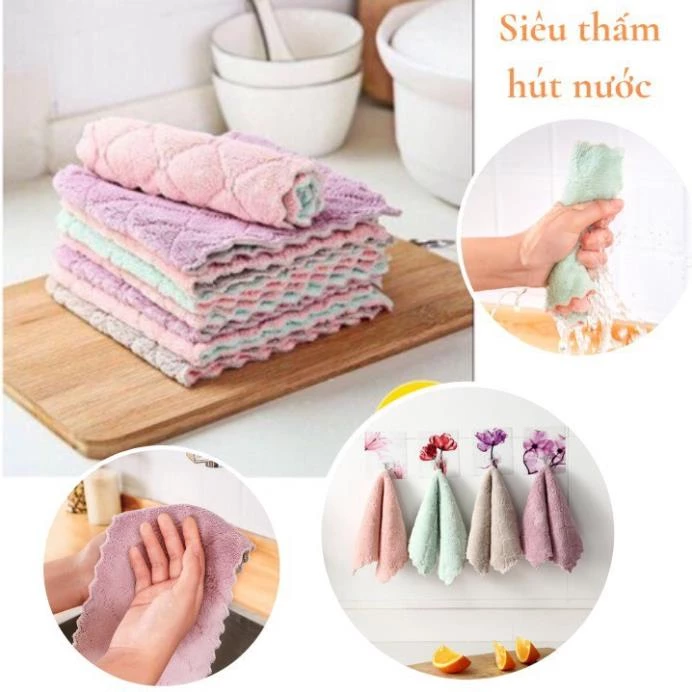 [Set 10 ] Khăn Lau Bếp Đa Năng 2 Mặt Siêu Thấm Nước