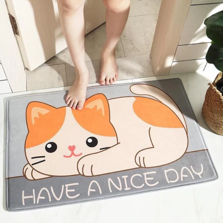 Thảm lau chân chống thấm nước in hình đông vật 3D siêu đáng yê nhiều mẫu mã (40x60cm)