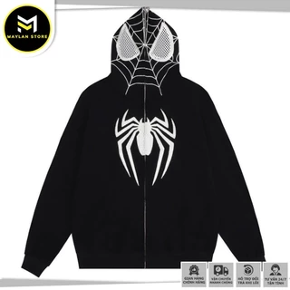 ÁO KHOÁC HOODIE SPIDER MAN nhện dây kéo form rộng vải nỉ lót bông dày dặn khoác ngoài nam nữ thu đông