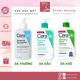 [BILL MỸ] Sữa Rửa Mặt Cer. ave Foaming Facial Cleanser Cho Da Thường Dầu Mụn Nhạy Cảm 473ml SeeMe - SA-002