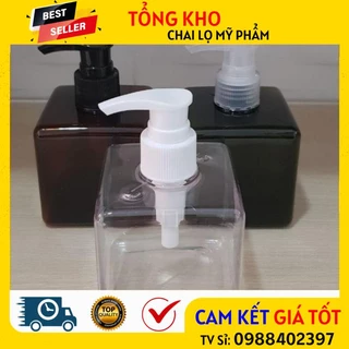 [RẺ VÔ ĐỊCH] Chai Lọ Xịt Vòi Nhấn ❤ Chai Lọ Nhựa Pet Vòi Nhấn Sữa Tắm 250ml Vuông Lotion Đựng Dầu Gội, Kem Dưỡng