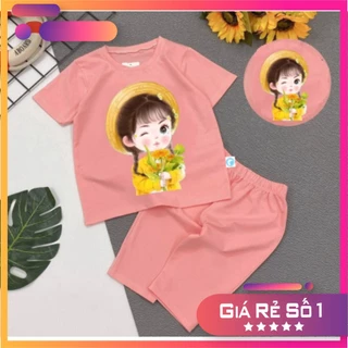 Bộ đồ bé gái-mẫu  QL07 chất vải mát hút hơi mồ hôi-mã QL07 - HOÀNG NAM KIDS