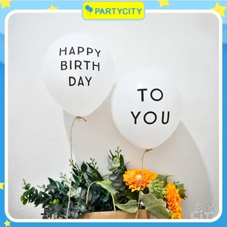 Cặp Bóng in chữ HAPPY BIRTHDAY TO YOU Trắng Dễ Thương Trang Trí Sinh Nhật Kiểu Hàn Quốc - PartyCity