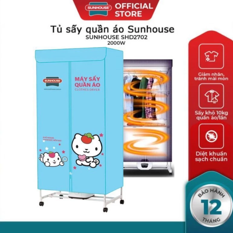 [Chính hãng] Tủ sấy quần áo shd1702 công suất 1000W, Sấy khổ khử khuẩn sạch sâu