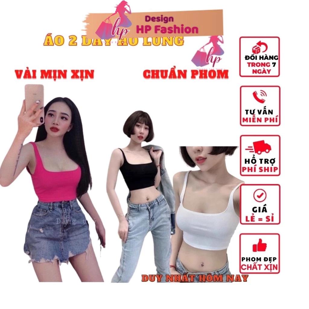 áo 2 dây nữ hở lưng croptop màu trơn thun mịn kiểu hàn quốc thời trang 2021 -A13...