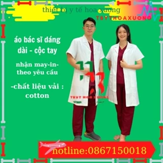 Áo Blouse Trắng- Áo Choàng Bác Sĩ Dáng Dài - Tay Cộc Nam, Nữ Các Size S, M, L, XL,XXL