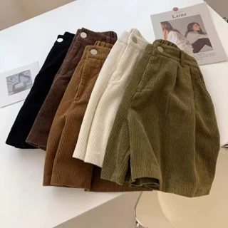 Jiashucheng Quần Short Legging Lưng Cao Dáng Rộng Bằng Vải Nhung Thời Trang Xuân Thu Đông Hàng Mới Dành Cho Bạn Nữ