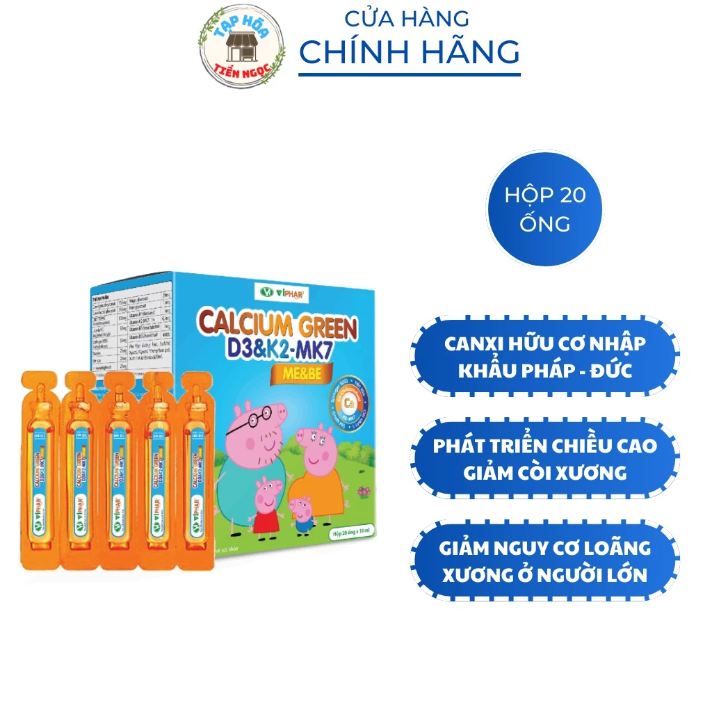 Ống bổ sung canxi cho bé Calcium Green D3&K2-MK7 ME&BE - Hỗ trợ hấp thu canxi phát triển chiều cao