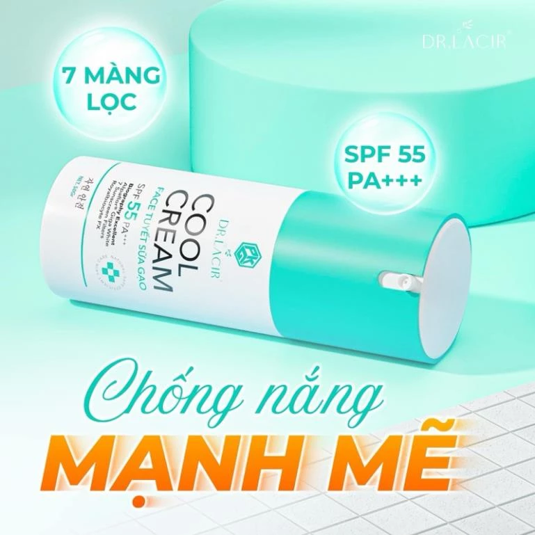 Kem Chống Nắng Vật Lý Cool Cream Drlacir,Hộp 35gram,kem Dưỡng Trắng Da ban ngày,Cấp ẩm cho da,làm trắng da,Spf50+++