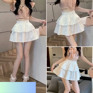 Chân váy nữ, chân váy 2 tầng Hàn Quốc màu trắng đen size S M L SKUCV-47A huetayboutique