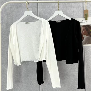 Áo khoác cardigan thun len dài tay A5 có cuốn viền phong cách Ulzzang dễ thương