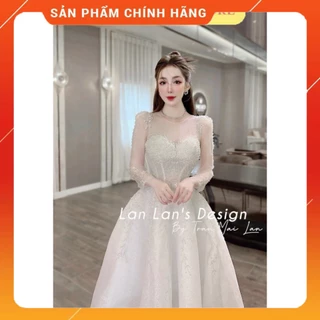 Váy cưới đi bàn cao cấp chính hãng LAN LAN DESIGN váy xòe dáng dài siêu sang chảnh