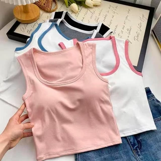 Áo bra ba lỗ viền croptop kèm mút ngực chất cotton co giãn 4 chiều loại 1 siêu xinh