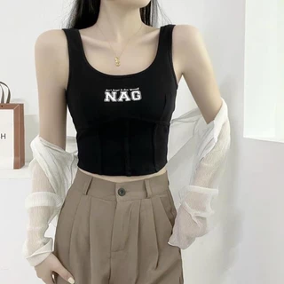 Áo ba lỗ NAG kèm mút ngực chất thun cotton co giãn 4 chiều cực xinh