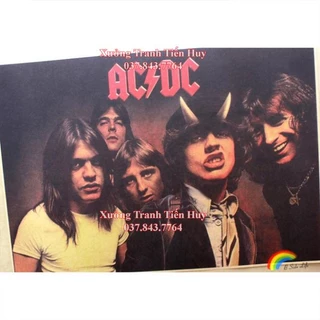 Poster Dán Tường Nhóm Nhạc rock Ac / DC Trang Trí Nhà - Tranh nhạc Rock phong cách Retro, Vintage