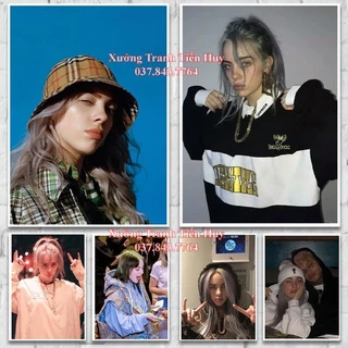 Poster Treo Tường Trang Trí In Hình Ca Sĩ Billie Eilish Phong Cách Retro