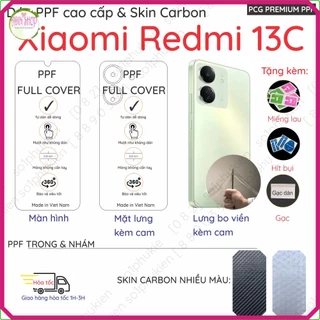 Dán PPF & Vân Carbon Xiaomi Redmi 13C/ Poco C65 cho màn hình, mặt lưng loại trong, nhám chuẩn xịn