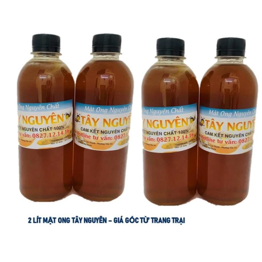 Mật ong nguyên chất hoa rừng Tây Nguyên - 2 lít - Khai thác tự nhiên, Cam kết Nguyên Chất 100%