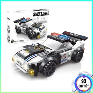 Bộ đồ chơi lắp ráp xe đua 93 chi tiết màu đen, mô hình lắp ráp xe đua đồ chơi thông minh cho bé mới tập chơi lắp ráp