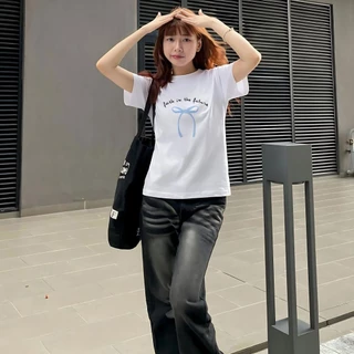 Áo Thun Form Fit Mẫu Nơ Faith In The Future. Áo Baby Tee Chất Cotton Co Giãn