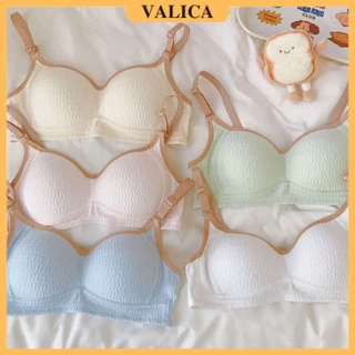 Áo ngực không gọng cotton đũi mềm mịn - Áo lót nữ mút mỏng bản to 3 nấc cài VALICA A748